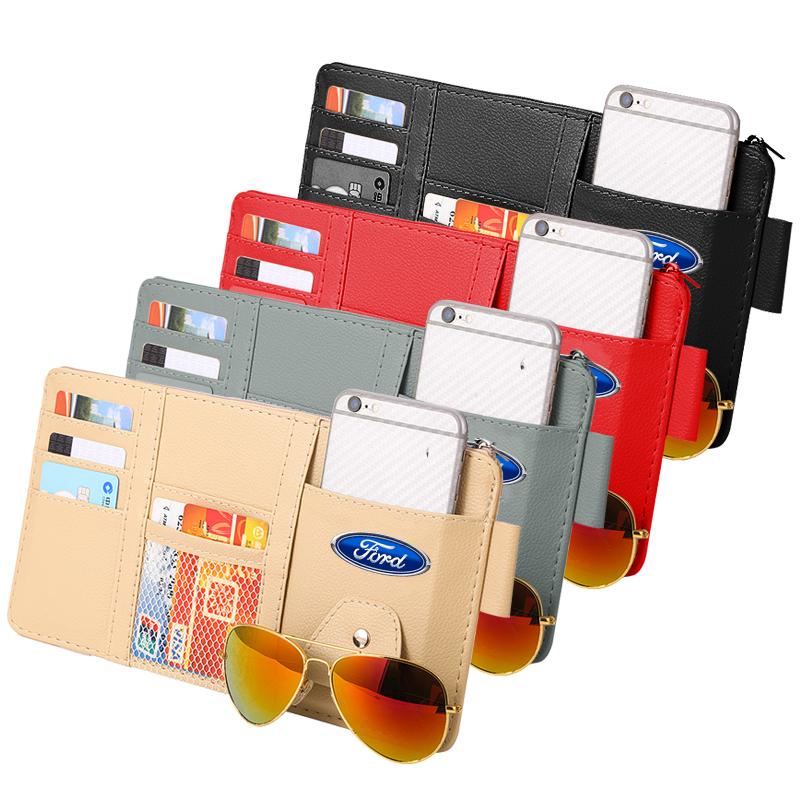 Car Sun Visor Organizer Multi-Pocket Glasses Clip Car Storage Bag Car Interior Accessories For Ford Expedition U222 U324 U324N U553