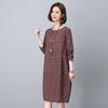 2025 Retro Floral Loose Fit Dress for Women - Spring & Autumn, Round Neck, Perfect for Middle-Aged Mothers