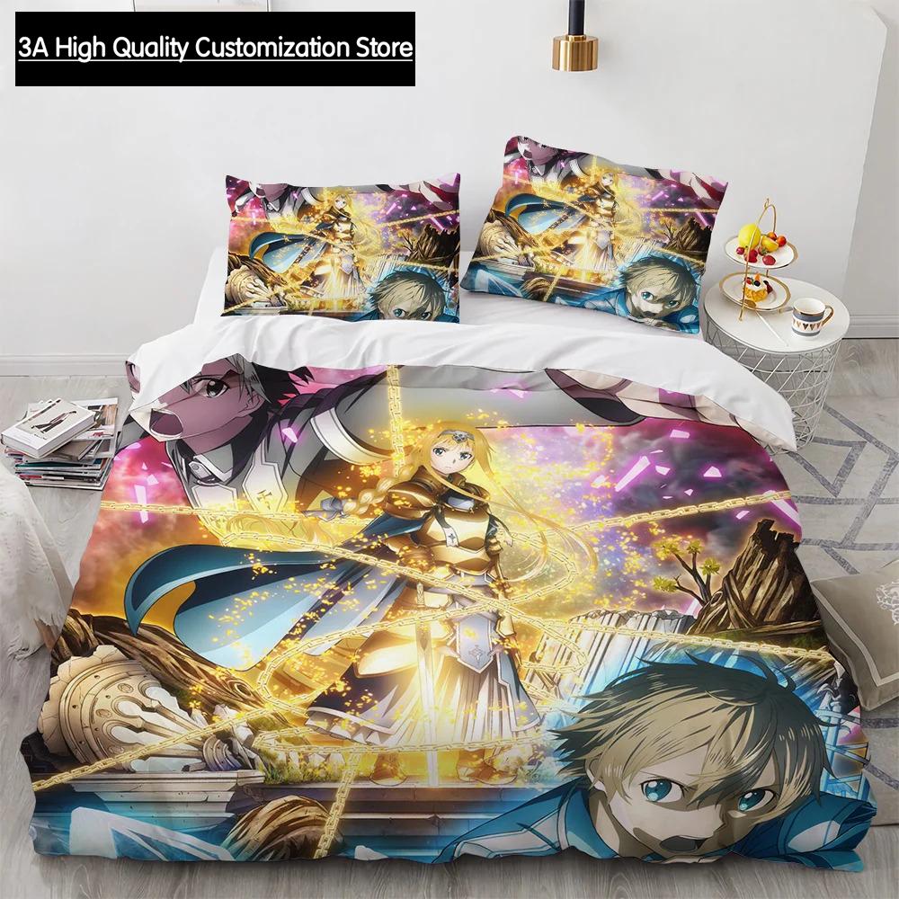 Sword Art Online Bedding Set Anime Duvet Covers King Queen Double Twin Size Adults Boys Bed Linens Single Double Size Decor Home