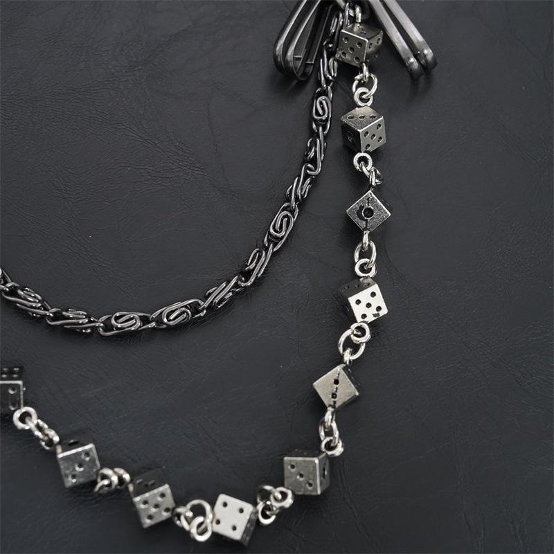 Gravierte Würfel Vintage Doppelte Hosenkette Vintage Hip Hop Trend Hüftkette