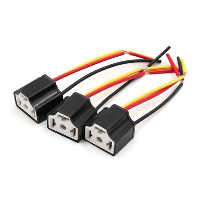 Car Harness Socket Connector, Fog Light Extension Wire, H4 Light Socket, 3 Wires, Pack of 3