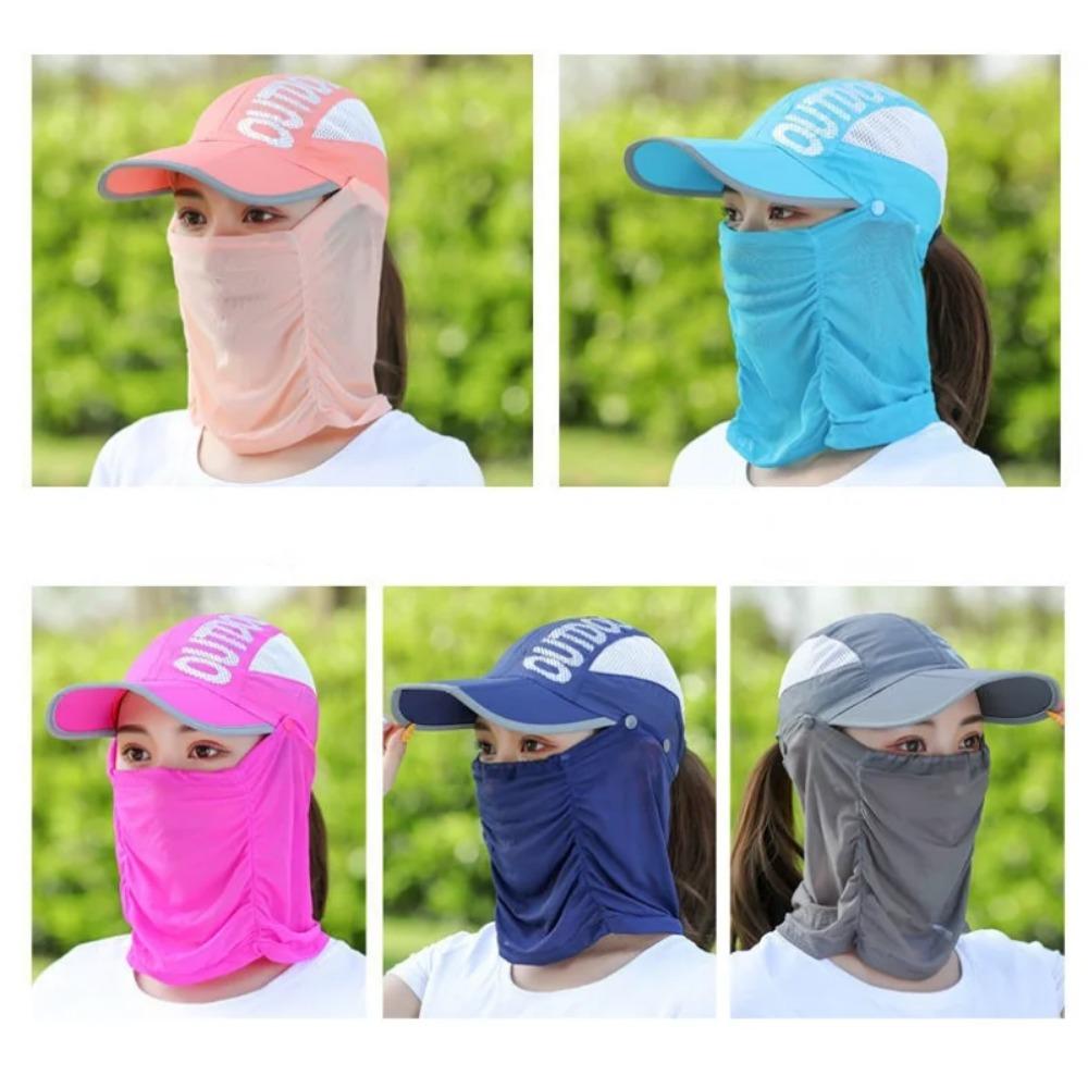 Letnie czapki baseballowe z kapturem, maska przeciwsłoneczna, osłona twarzy, do jazdy na rowerze, jazdy samochodem, wspinaczki, męskie damskie, na zewnątrz, zdejmowany kapelusz chroniący przed słońcem i promieniowaniem UV