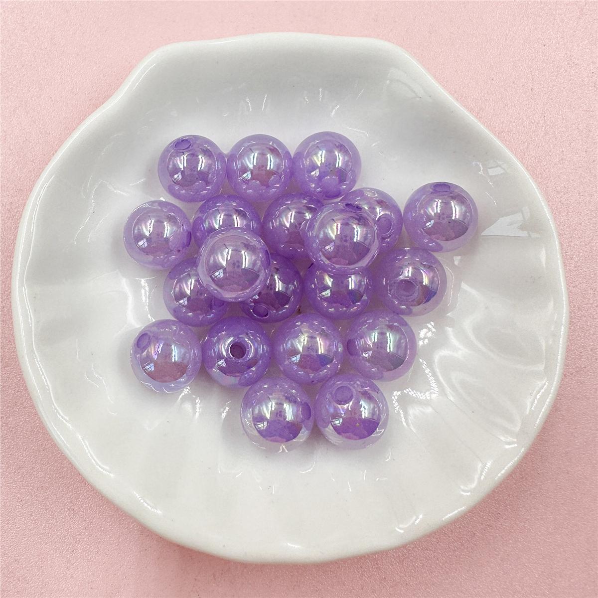 

Hanmade DIY For Fashion Loose Bead Jewelry Accessories Acrylic Bracelet Mobile Phone Chain 9.8mm 20Pcs Round Handmade Materials фиолетовый