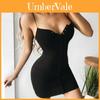 Elegancka Damska Mini Sukienka Wieczorowa Koktajlowa Bodycon Bez Rękawów Z Dekoltem V W Kolorze Szarym