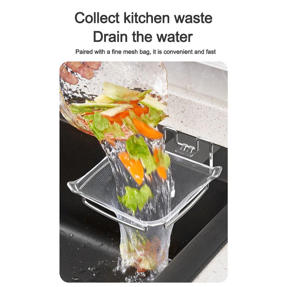 Creative Stainless Steel Sink Filter Drain Rack Foldable Anti-Clogging Garbage Net Shelf Square Sink Corner Mesh Rack