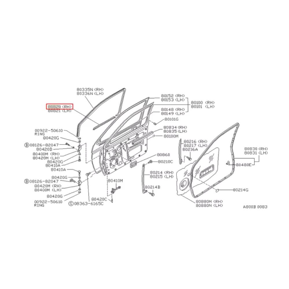 Nissan D21 4-Door Exterior Weatherstripping & Water Deflector Trim