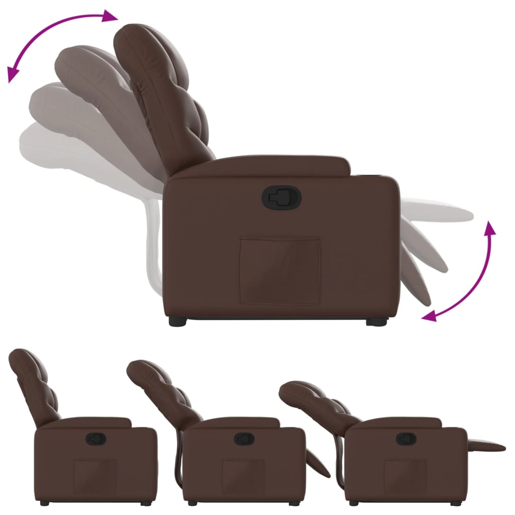 Vidaxl Lift and Recline Armchair, Brown, Faux Leather Upholstered