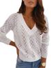 Polka Dot Solid Colour Mocha Lace Up V Neck Knit Sweater for Women Luxurious Relaxed-fit Slimming and Versatile Top