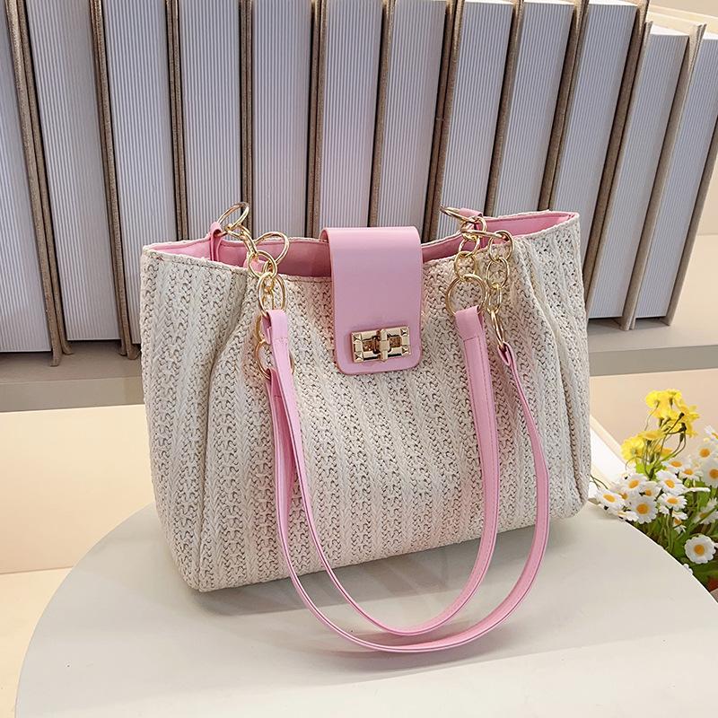 Only beautiful women bag new shoulder bag large capacity tote bag beach vacation straw leisure handbag