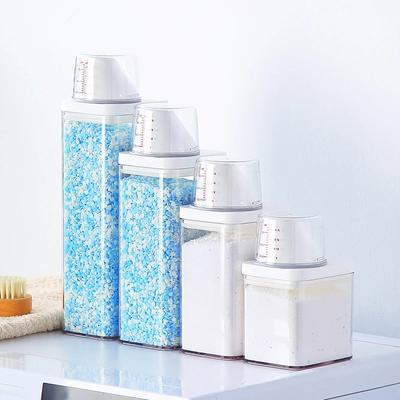 Nádoba na prací prášok s odmerkou Dávkovač pracieho prášku Nádoba na skladovanie potravín Vzduchotesná skladovacia fľaša