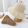 Women's Hat Summer Vacation Leisure Straw Sun Hat 2026 New Summer Light Lace Trim Pure Color Versatile Bucket Hat for Ladies