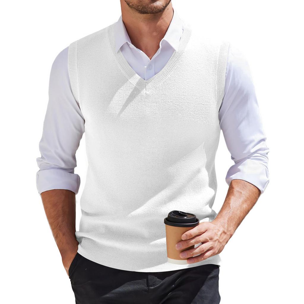 Ärmelloser Strickpullover mit V-Ausschnitt für Herren