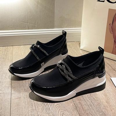 Chunky Casual Female Crystal Sneakers Women Vulcanized Shoes  Trend Platform Wedge Heel Fashion Blocking Comfortable Loafer