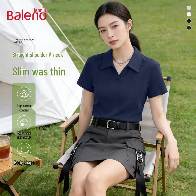Baleno Women s Slim Fit Solid Polo Short Sleeve Top S
