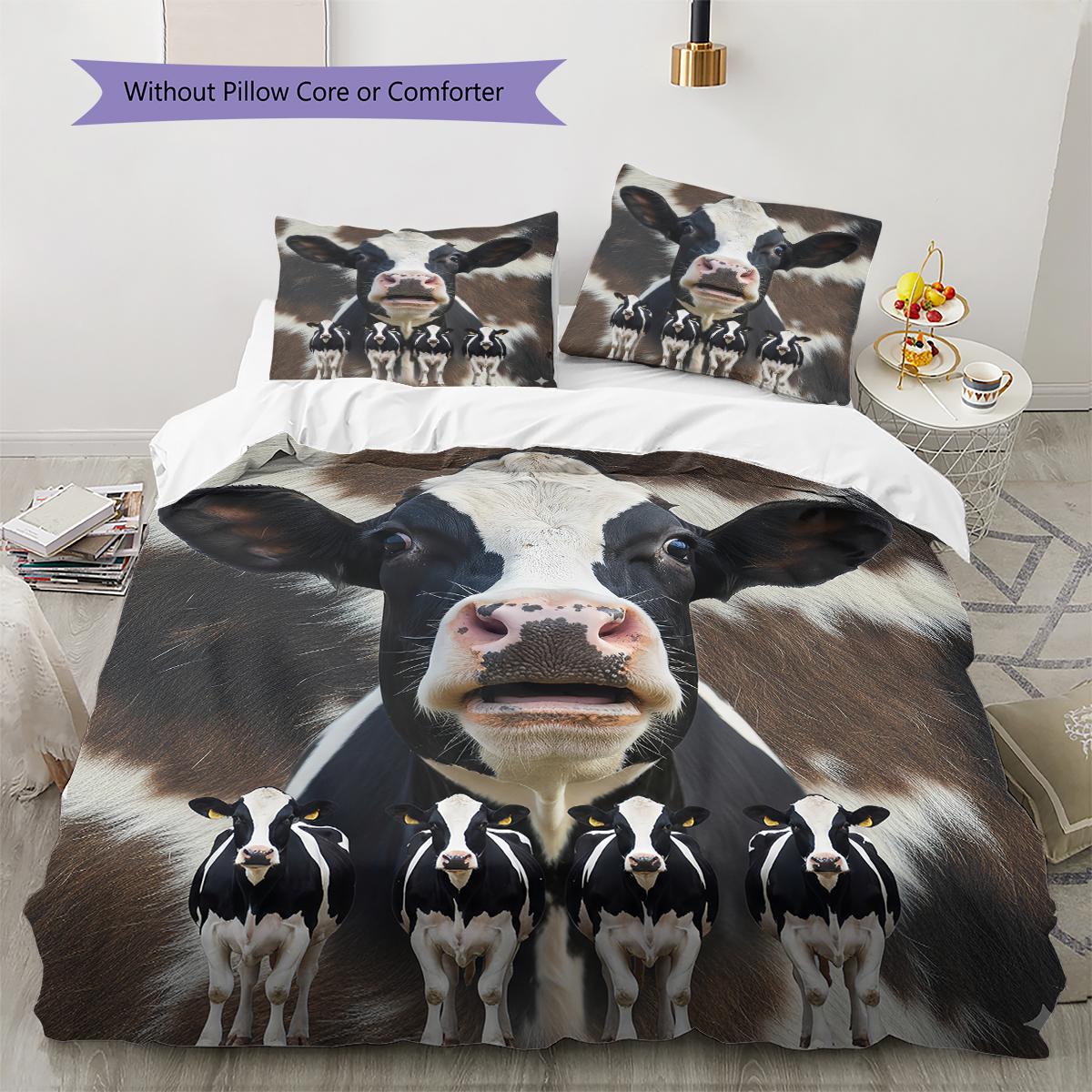 

Highland Cow Pattern Bedding Quilt Set Quilt Cover Pillowcase Home Decoration Gift (1 * duvet cover + 2 * pillowcase, without core) 135x200cm