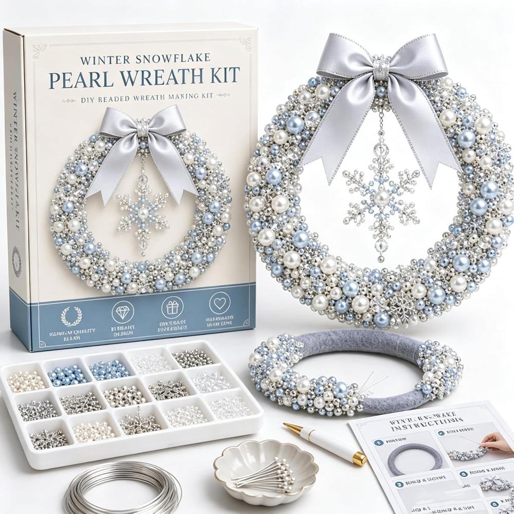 Bastelset Weihnachts-Kranz Bastelmaterial-Set Perlenkranz-Set Kreatives Perlenkranz-Set Geschenk