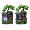 Tabletop Water Fountain Rock Waterfall Micro Landscape With Color Changing LED Lights Statue For