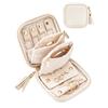 Travel Jewelry Storage Case with Dedicated Compartments, Ring Roll, Earring Holders, Pouches, and Zip-Around Closure