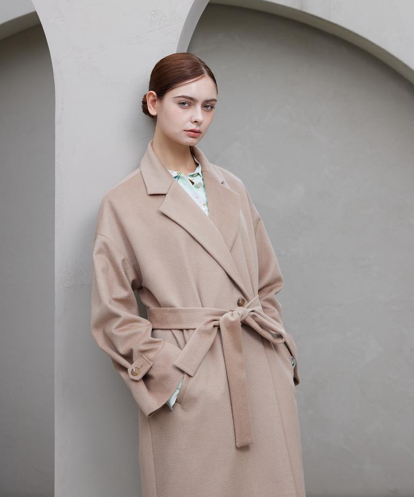 YUJEEOT Drop Shoulder Oversized Cashmere Coat
