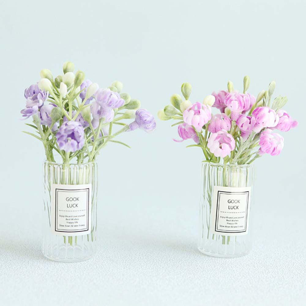 1:12 Dollhouse Miniature Jasmine Flower Vase Glass Dried Flower Vase Flower Arrangement Pot Doll Home Simulation Potted Plants