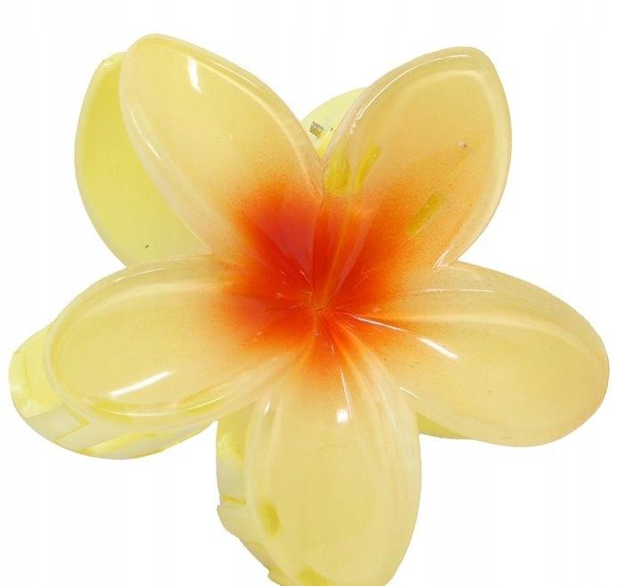 Fermacapelli Clip Fiore Giallo-Rosso Primavera Carnevale Hawaii Aloha 8cm