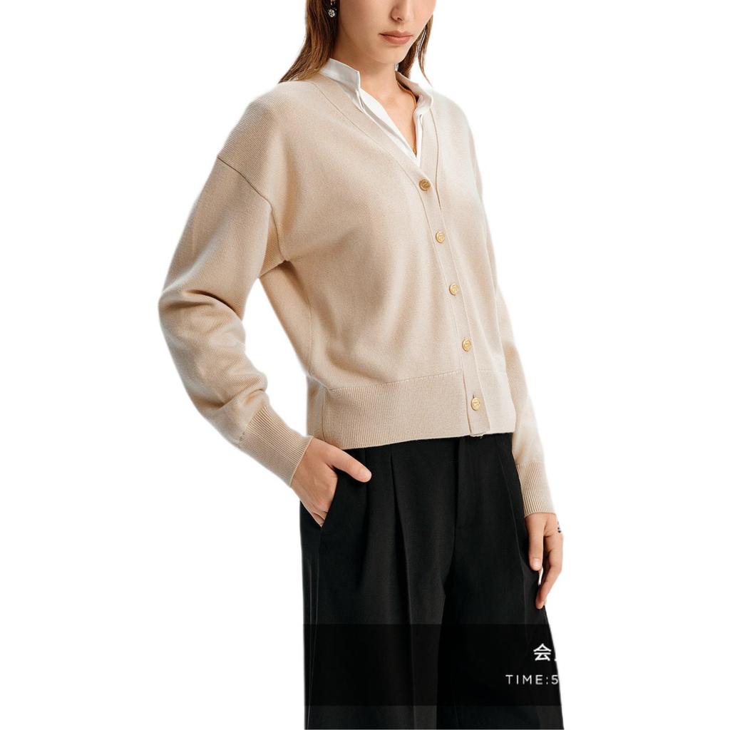 Karl Lagerfeld FW24 Casual Outing Gathering Luxury Sheep Wool KL Embroidered Cardigan Sweater Women Sweater 246L2037771