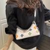 New Crocodile Pattern French Toast Bag Fashion Flower Embroidery Chain Shoulder Bag Women's Shoulder Cross-Body Bag AVE