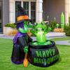 Inflatable Witch with Frog Builtin LED Green Yard Inflate Decoration for