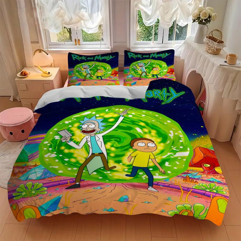 Rick Morty Adventure Print 3Pcs Bedding Setduvet Cover With 2 Bedropillowcase Home Birthday Gift