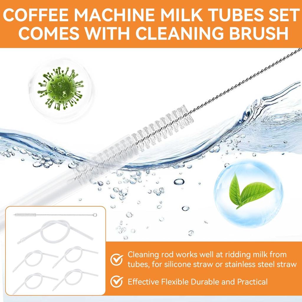 Milk Tube Hose Set with Jura Milk Pipe HP3 Connectors and Hose Brush for Jura Coffee Machines, Coffee Pipe Fit for Jura GIGA 6 10 W10 X5 S8 E8 Z10 Z8