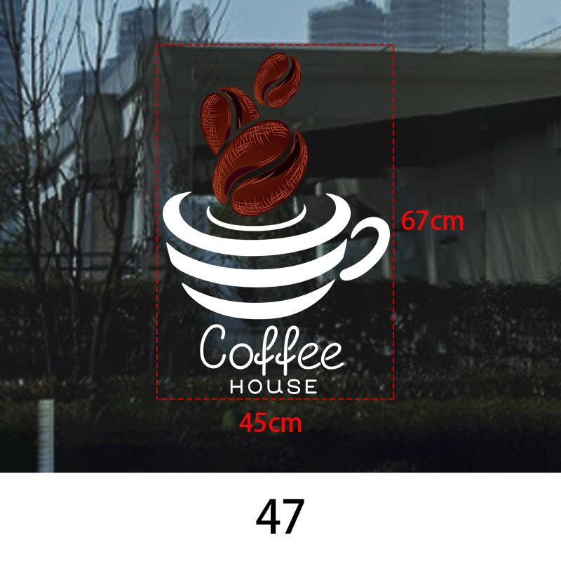 Coffee Shop Wall Sticker Cafes Ice Cream Bread Cake Wall Art Decals DIY Restaurant Milk Tea Shop Decor Sign Window Glass Film