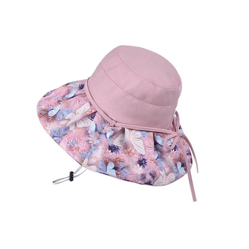 

Женская шляпа с большими полями для защиты от солнца, рыболовная шляпа для прогулок на свежем воздухе, пляжная шляпа от солнца розовый