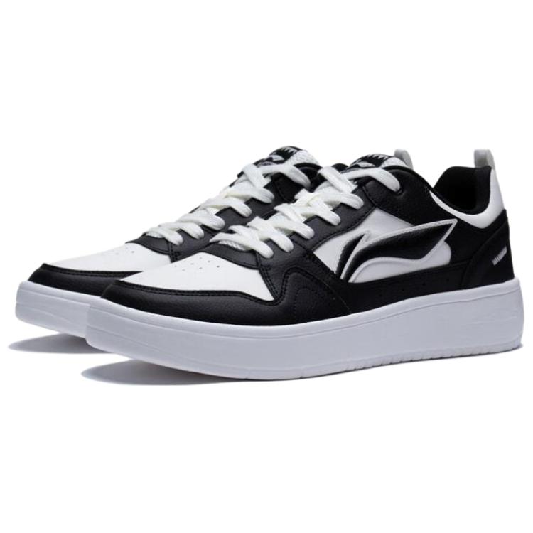 Li Ning Xingchu 2.0 Slip Resistant Abrasion Resistant Low Top Skateboard Shoes Men's Black White AGCT337-3
