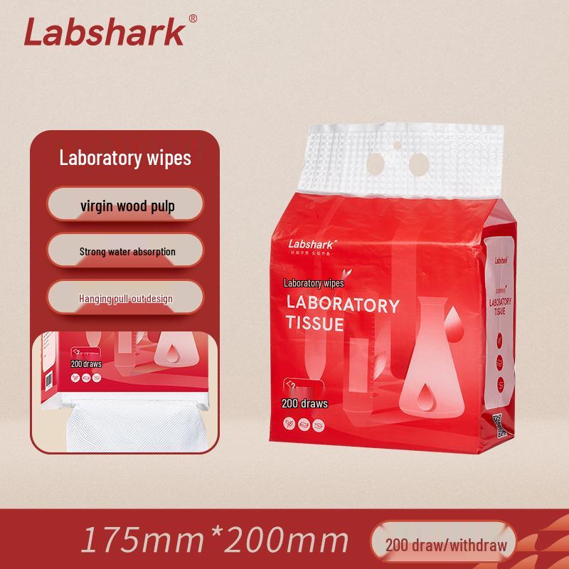 Labshark Thickened Lint-Free Oil-Absorbing Laboratory Wipes - Low-Dust, Three-Layer Industrial Virgin Wood Pulp Laboratory Wipes 200 Sheets/Pack
