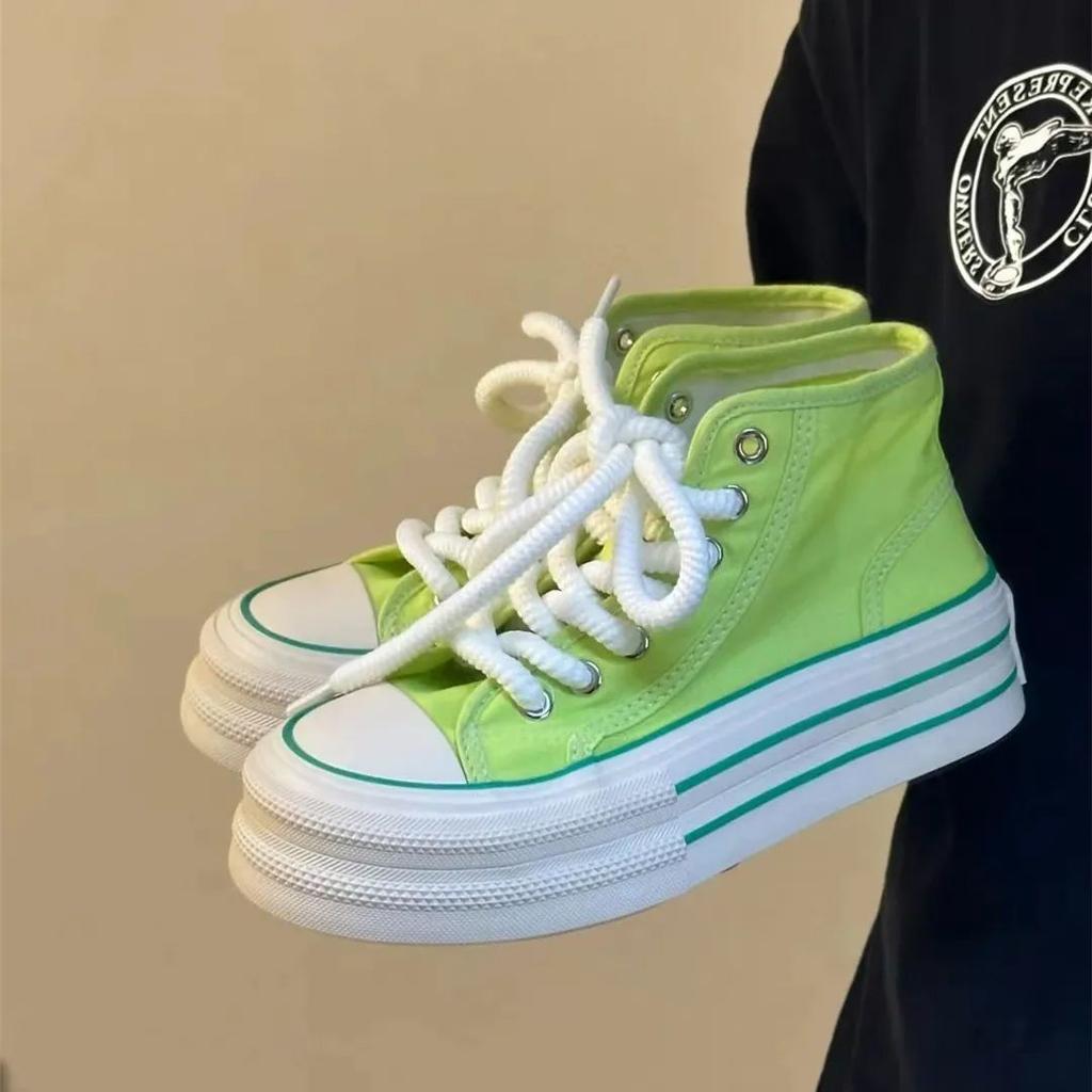 Fashion Spring Autumn Casual High Top Canvas Shoes for Women Designer Luxury Y2k Fashion On Offer High Platform Lace Up Woman Footwear