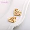 14K Gold Plating Inlaid Zircon Heart Charm,Butterfly Pattern Pendants For Earring Making Supplies DIY Jewellery Crafts Wholesale