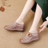 New muffin sole casual women's shoes leather flower hollow women's slippers breathable comfortable hole shoes