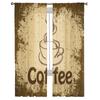 Vintage Coffee Sheer Curtains for Living Room Transparent Tulle Window Treatments Bedroom Kitchen Home Decor Veil Drapes