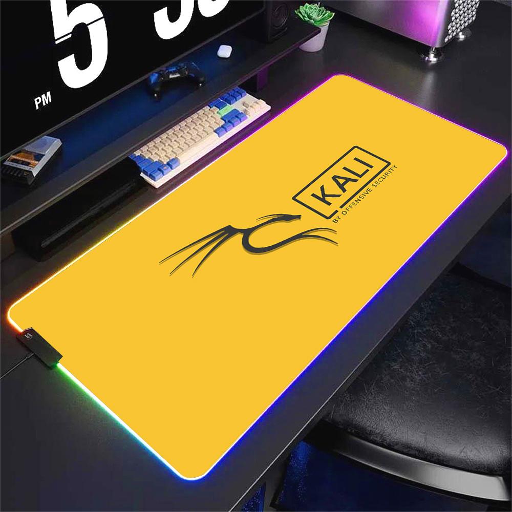 Deskmat Kali Linux Xxl Mouse Pad Gamer Rgb Pc Cabinet Gaming Accessories Keyboard Mousepad Anime Carpet Mats Large Computer Mat