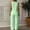 Damen Lässiges V-Ausschnitt Pullover-Weste und Hosen-Set