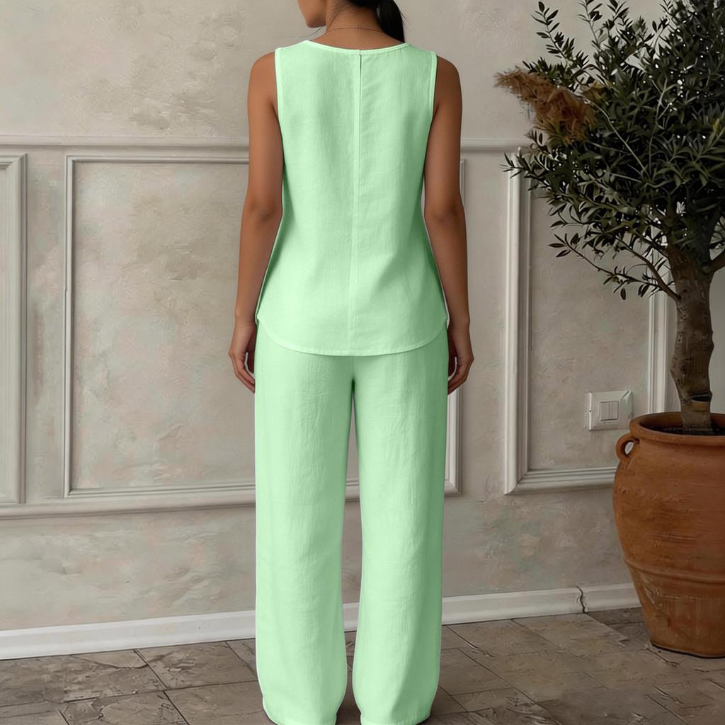 Damen Lässiges V-Ausschnitt Pullover-Weste und Hosen-Set