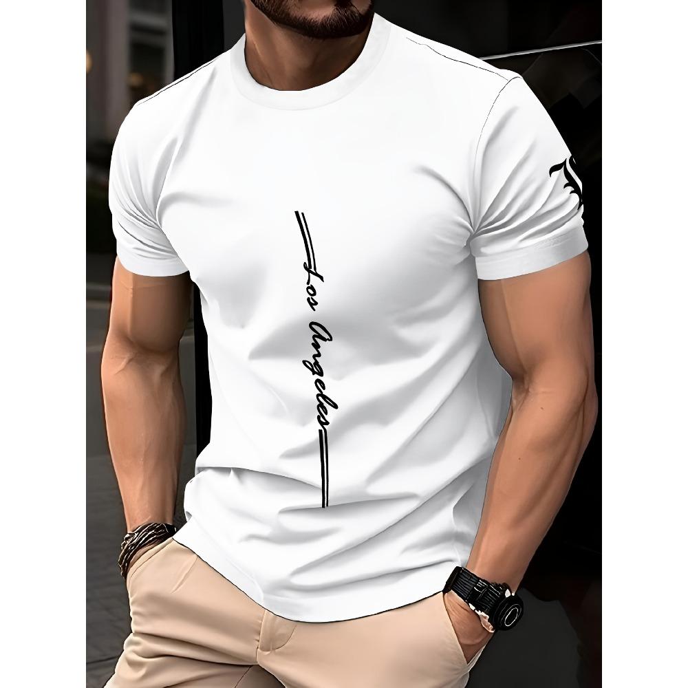 Men's quick drying breathable loose training round neck T-shirt with letter patterns printed on the fabric, durable and suitable for outdoor leisure