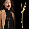 Full-Body Titanium Steel Necklace, Women'S Autumn And Winter High-End Long Style, Personalized Pulling Steel Bead Fringed Necklace Luxury
