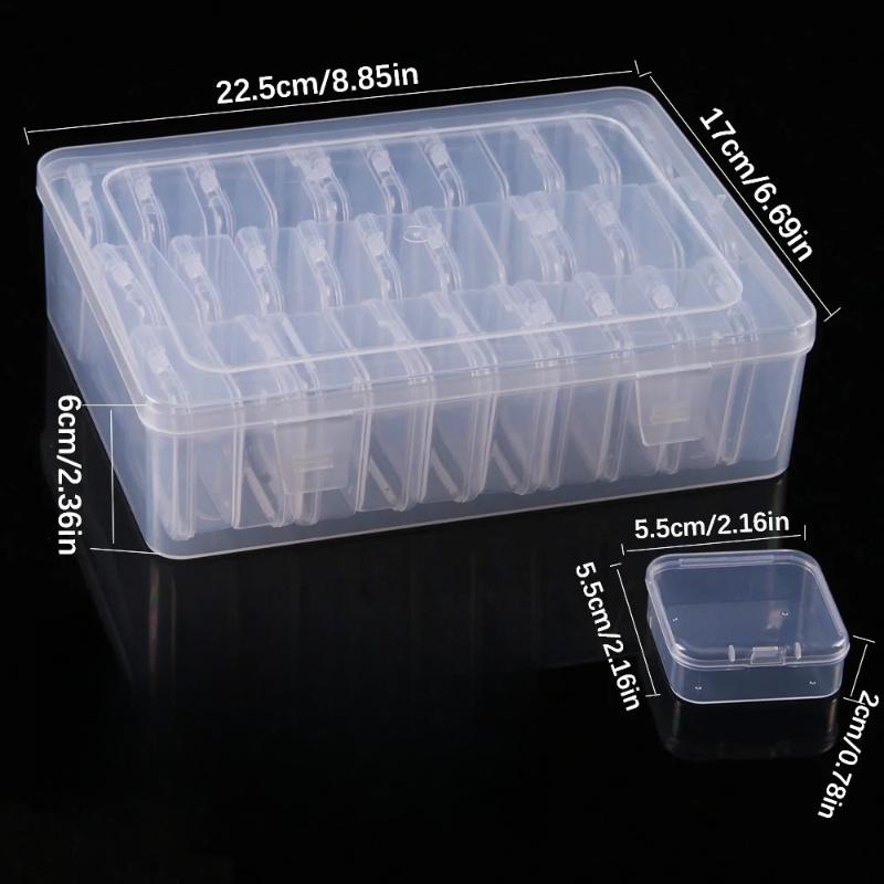 Multifunctional DIY Diamond Painting Storage Box Nail Art Jewelry Rhinestone Mosaic Organizer Container - Clear & Stackable