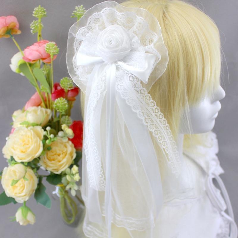 Elegant Anime Hair Accessory Rose And Lace Headpiece Halloween Cosplay Costume Hair Clip For Gothic Outfits