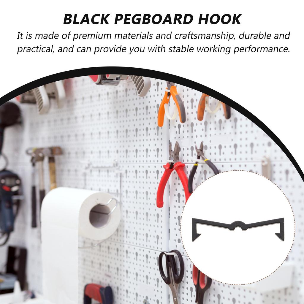 100Pcs Black Peg Hook Fixer Sturdy Plastic Clips to Secure Hooks on Pegboards Wall Organization System Components