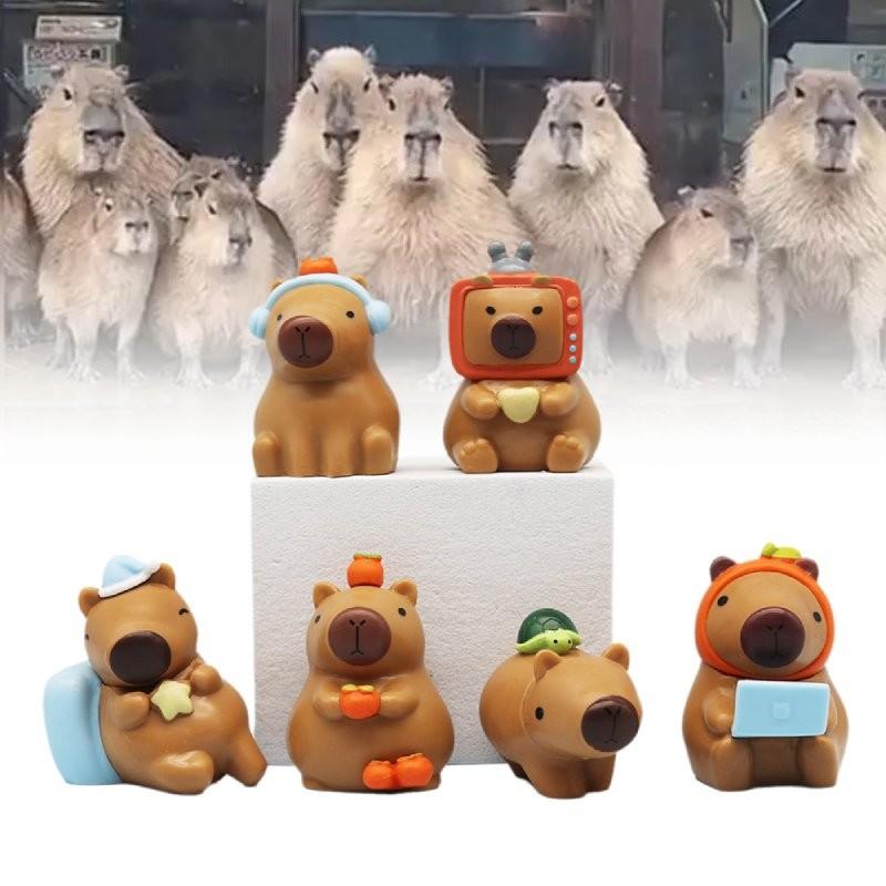 Adorable Capybara Figurine Cute Chubby Water Pig Creative Pvc Collectible Model Set
