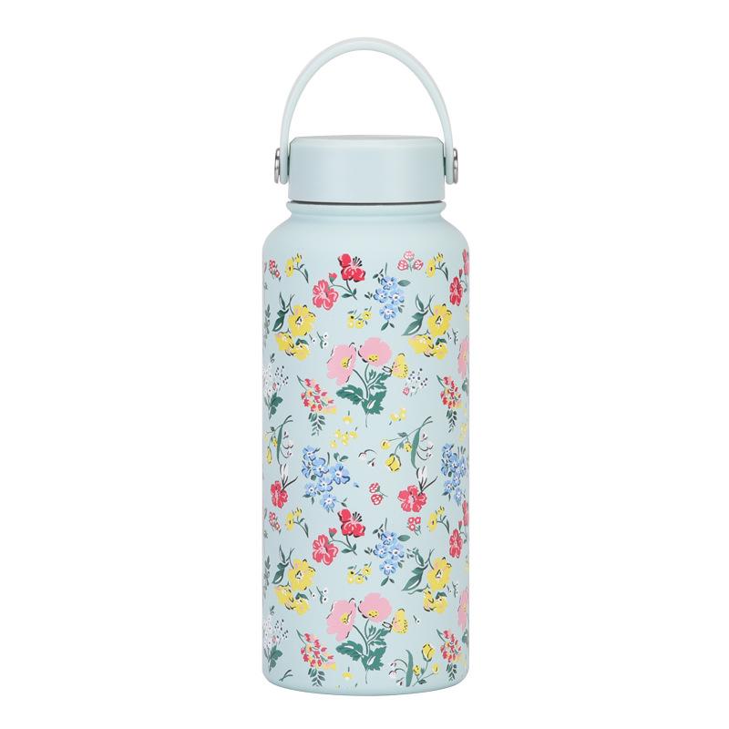 1L Thermos Cup Large Capacity Wide Mouth Portable Vacuum Sports Kettle Outdoor Printing Water Cup Female