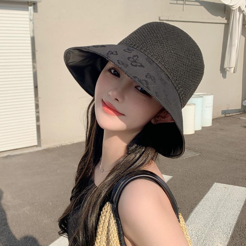 Vinyl Hat Female Embossed Butterfly Mesh Breathable Bucket Hat Summer Outdoor Sunscreen Sun Hat New