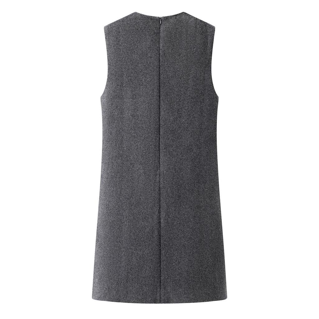Women's Woolen V-Neck Sleeveless Dress – Versatile Layered Vest for 2025 Autumn/Winter